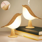 Touch-Control Wood Bird Night Light - Rechargeable LED Desk Lamp