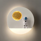 Contemporary creative iron resin round astronaut LED wall lamp for bedroom