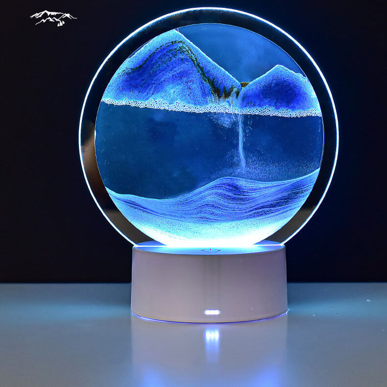 Creative Round Hourglass Quicksand 3D LED Nightstand Lamp Table Lamp