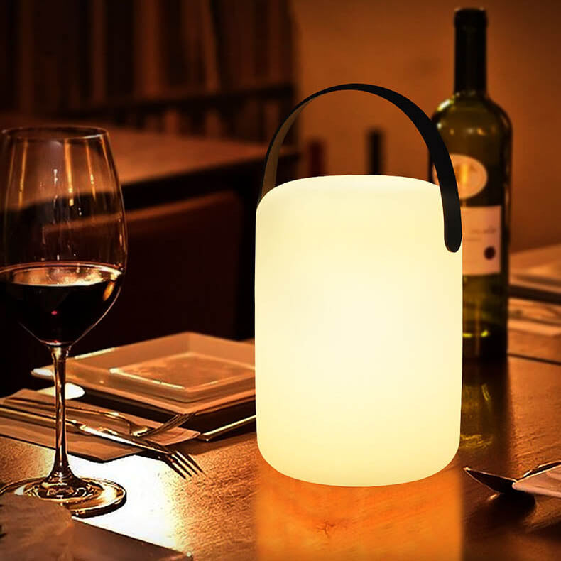 Modern simplicity plastic round square hand LED table lamp for outdoor patio
