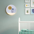 Contemporary creative iron resin round astronaut LED wall lamp for bedroom
