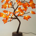 Contemporary Creative Christmas Art Plastic Maple Leaf Tree Lights LED Decorative Table Lamp For Bedroom