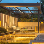 More modern minimalist long rectangular aluminum PC LED recessed ceiling light for outdoor patio
