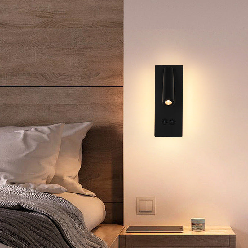 Modern Minimalist Rectangular Round Iron Aluminium LED Wall Lamp For Bedroom