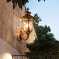 Traditional European waterproof castle-shaped aluminum-glass 1-light outdoor wall sconce lamp for garden