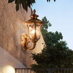 Traditional European waterproof castle-shaped aluminum-glass 1-light outdoor wall sconce lamp for garden
