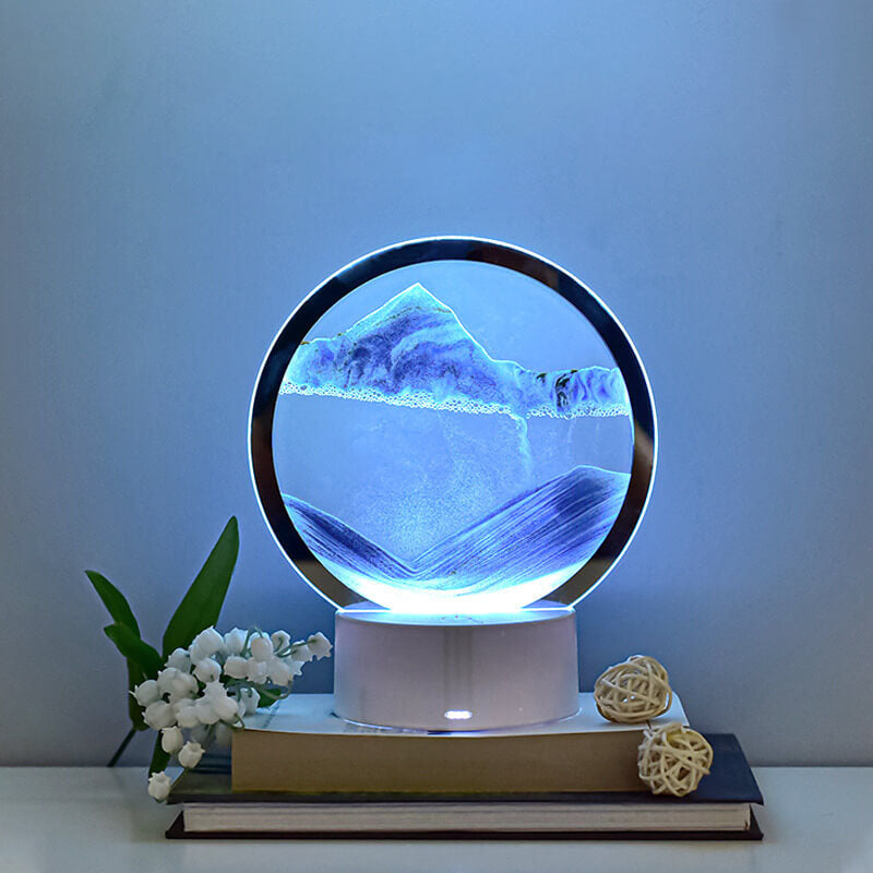 Creative Round Hourglass Quicksand 3D LED Nightstand Lamp Table Lamp