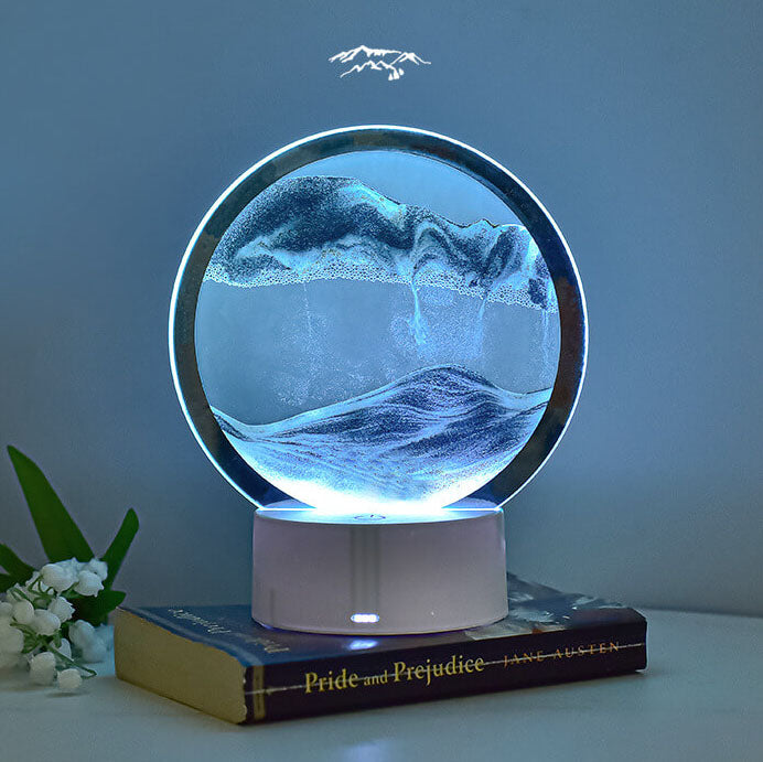 Creative Round Hourglass Quicksand 3D LED Nightstand Lamp Table Lamp