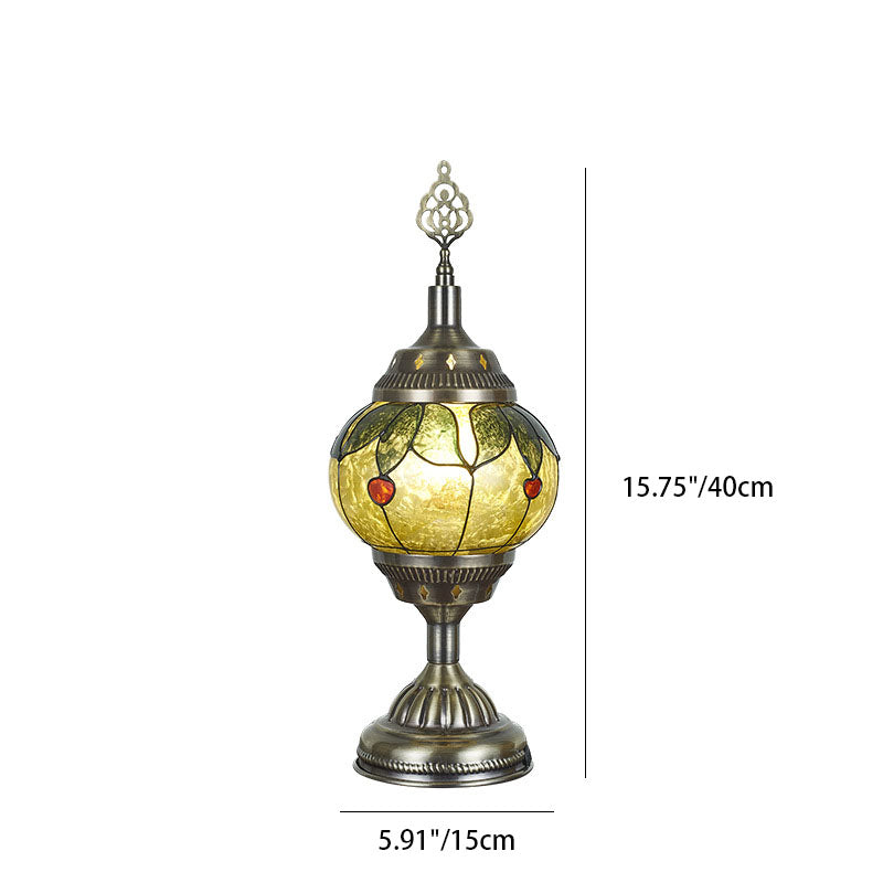 Traditional Tiffany romantic oval iron enamelled 1-light table lamp for the bedroom