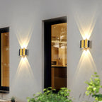 Modern Light Luxury Gold Aluminum Outdoor Waterproof Terrace LED Wall Light Lamp
