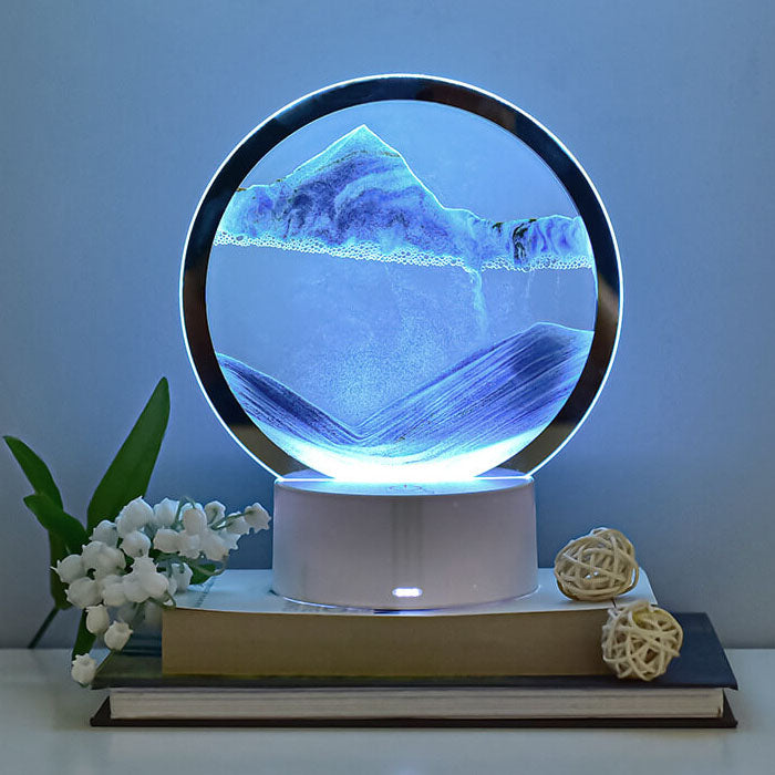 Creative Round Hourglass Quicksand 3D LED Nightstand Lamp Table Lamp