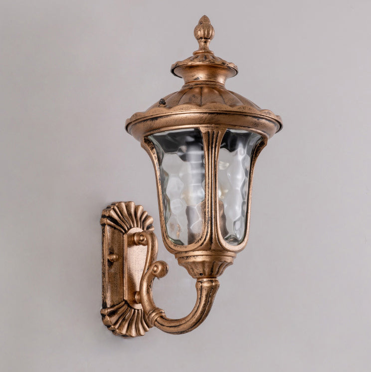 Traditional European waterproof castle-shaped aluminum-glass 1-light outdoor wall sconce lamp for garden
