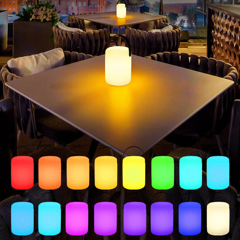 Modern simplicity plastic round square hand LED table lamp for outdoor patio
