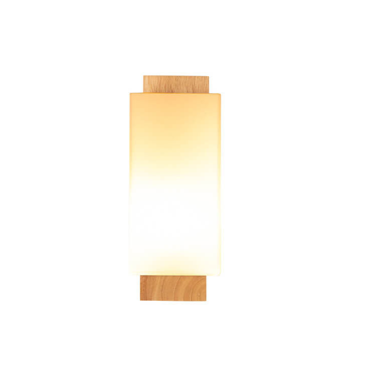 Modern minimalist solid wood cube glass column 1 lamp wall lights