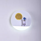 Contemporary creative iron resin round astronaut LED wall lamp for bedroom