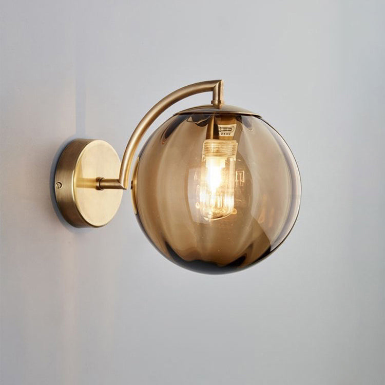 Contemporary Scandinavian round ball iron glass 1-light wall lamp for the living room