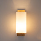 Modern minimalist solid wood cube glass column 1 lamp wall lights