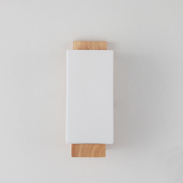 Modern minimalist solid wood cube glass column 1 lamp wall lights