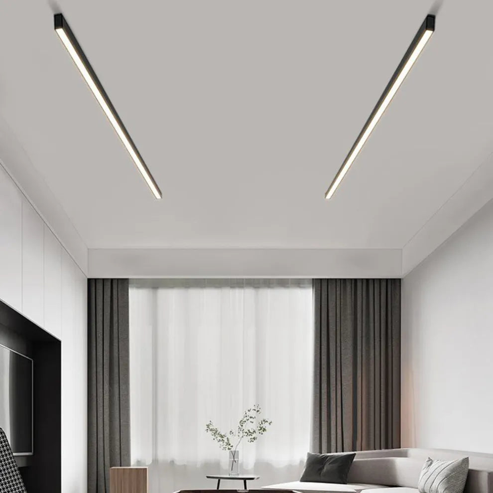 Black metal ceiling lamp LED linear minimalist modern design