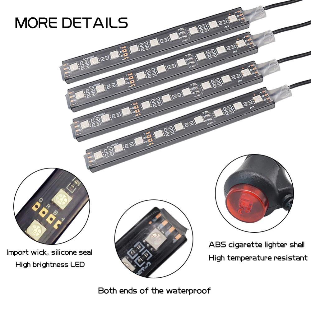 Car RGB LED Strip Light Wireless Remote Control and Voice Control