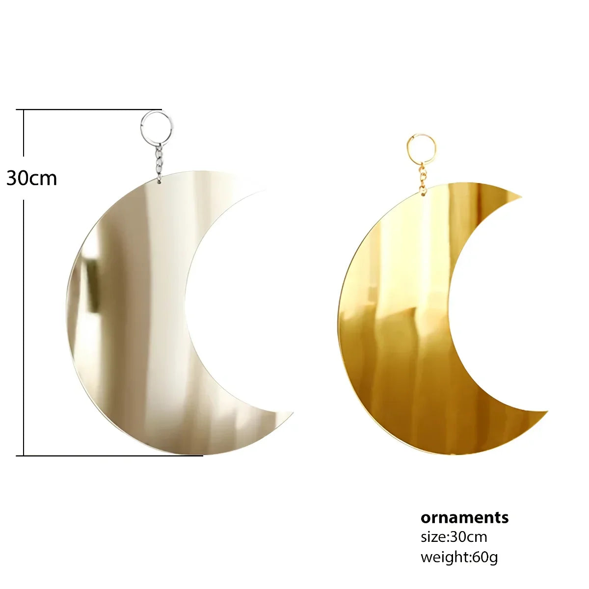 Madigas | Gold Moon Mirror Acrylic Hanging Decorative Wall Mirror