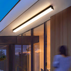 More modern minimalist long rectangular aluminum PC LED recessed ceiling light for outdoor patio