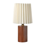 Vintage Korean Fold Column Solid Wood Base 1-Light Table Lamp