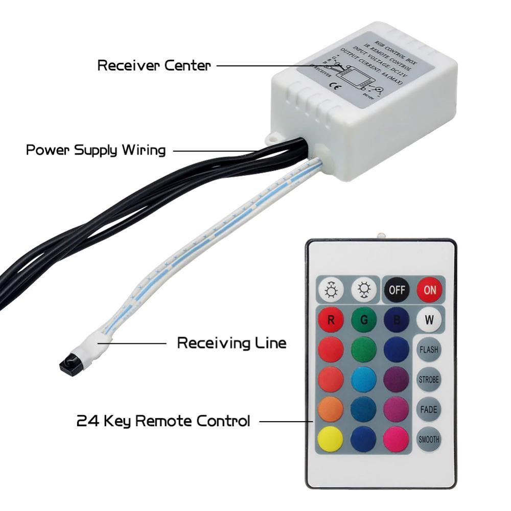 Car RGB LED Strip Light Wireless Remote Control and Voice Control