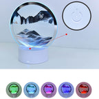 Creative Round Hourglass Quicksand 3D LED Nightstand Lamp Table Lamp