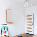 Modern minimalist solid wood cube glass column 1 lamp wall lights