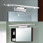Madigas | Rectangular Interior Mirror Light Stainless Steel 16"/19.5" W LED Modern Wall-Mounted Light in Chrome, Warm/White Lighting