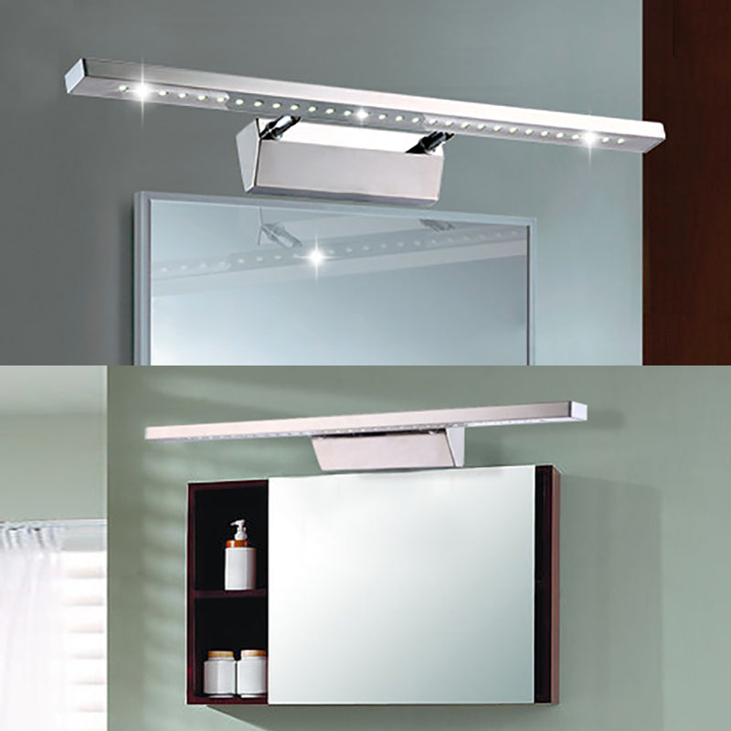 Madigas | Rectangular Interior Mirror Light Stainless Steel 16"/19.5" W LED Modern Wall-Mounted Light in Chrome, Warm/White Lighting