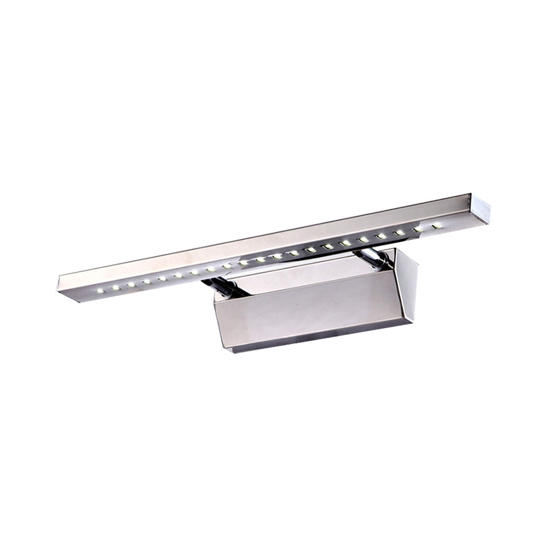 Madigas | Rectangular Interior Mirror Light Stainless Steel 16"/19.5" W LED Modern Wall-Mounted Light in Chrome, Warm/White Lighting