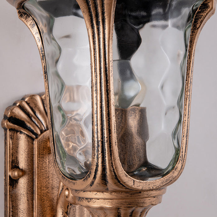 Traditional European waterproof castle-shaped aluminum-glass 1-light outdoor wall sconce lamp for garden