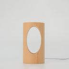 Japanese solid wood rectangular pillar LED bedside lamp USB table lamp