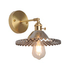 Brass Bowl Wall Light Industrial Smoke Glass 1 Light Living Room Wall Lamp Lighting Fixture