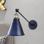 Black Finish Cone-Shaped Wall Lamp Retro Stylish Metal 1 Head Hallway Wall Lighting, 2 Packs
