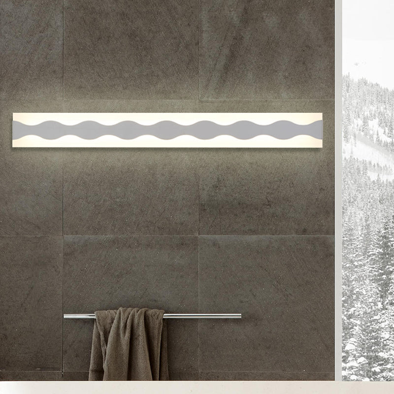 Madigas | 16"/19.5" Width LED Bathroom Mirror Lighting with Wave Acrylic Shade White Wall Sconce in Warm/White Light