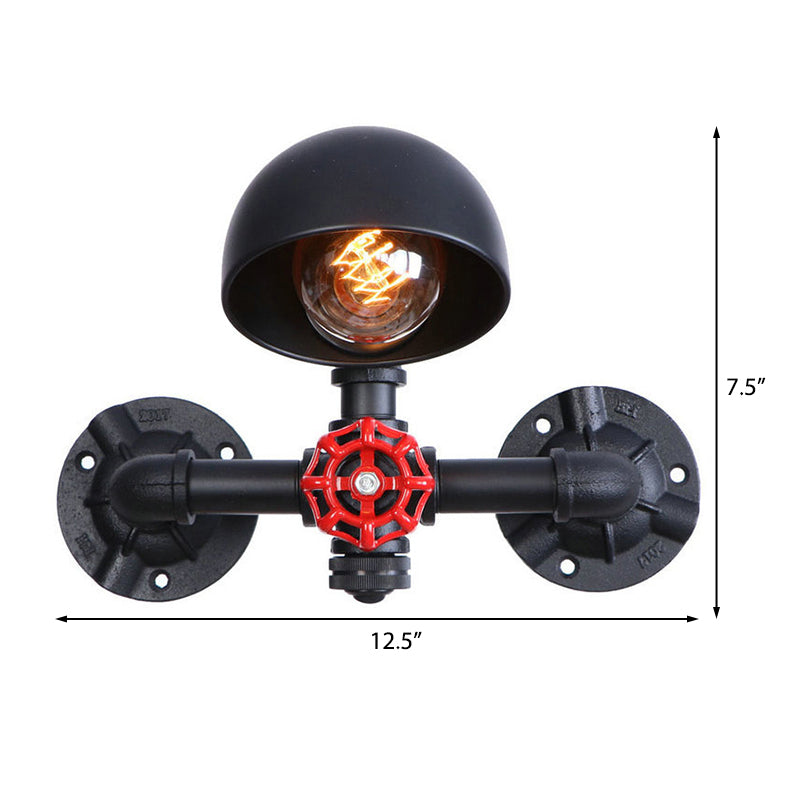 Steampunk Dome Wall Lamp with Ventilator 1 Head Metallic Wall Lighting in Black for the Living Room