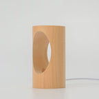 Japanese solid wood rectangular pillar LED bedside lamp USB table lamp