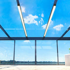 More modern minimalist long rectangular aluminum PC LED recessed ceiling light for outdoor patio