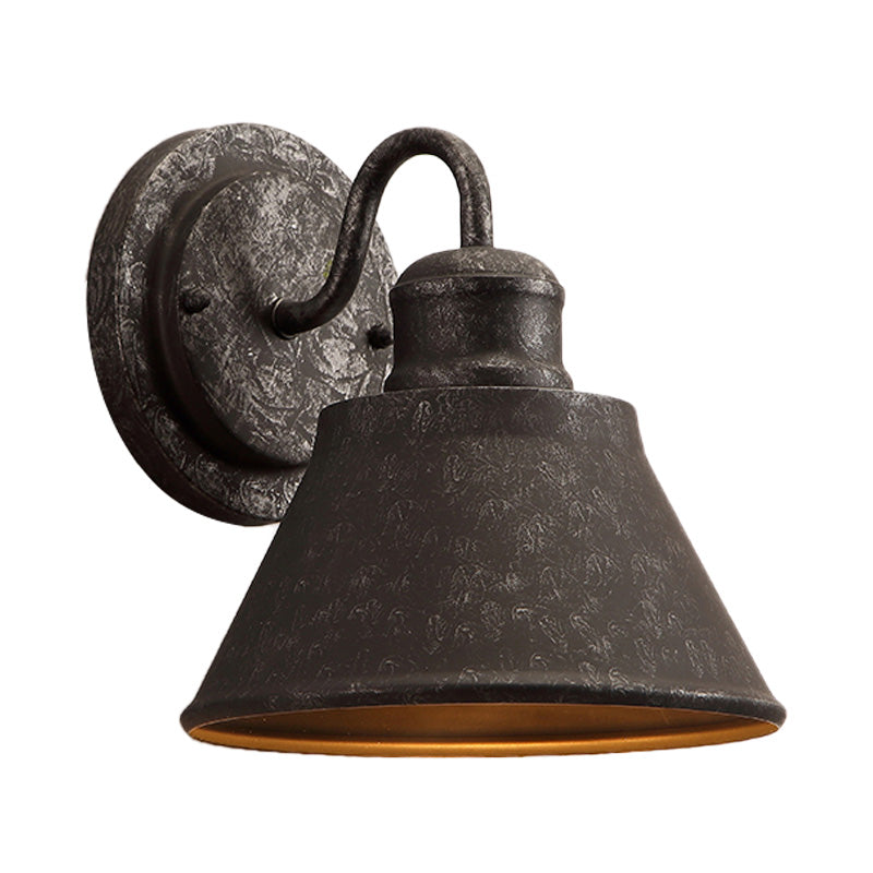 Metal Antique Black Wall Lamps Drum/Trumpet Shade 1-Light Retro Rustic Wall Lamp Mounting