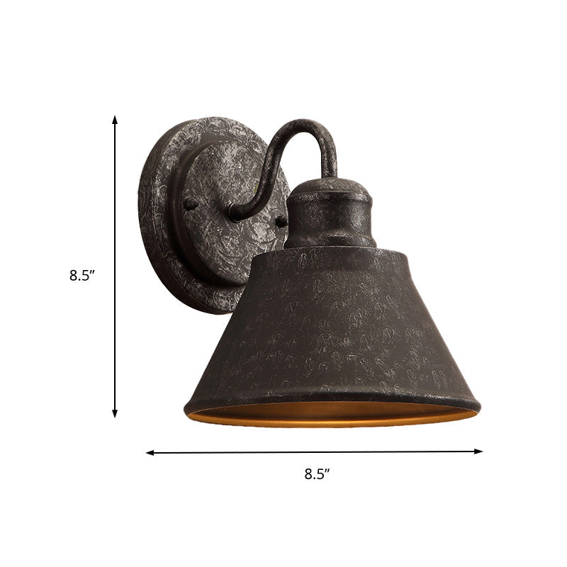 Metal Antique Black Wall Lamps Drum/Trumpet Shade 1-Light Retro Rustic Wall Lamp Mounting