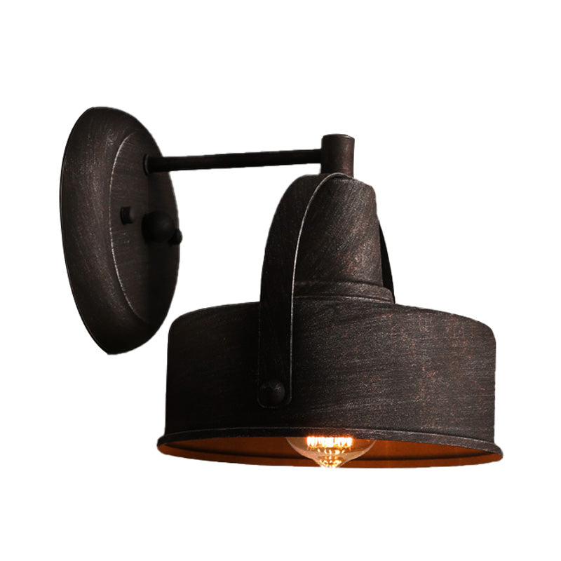Metal Antique Black Wall Lamps Drum/Trumpet Shade 1-Light Retro Rustic Wall Lamp Mounting