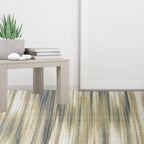 Light brown modern carpet made of polyester with brush stroke stripe pattern washable carpet with non-slip backing carpet for the living room