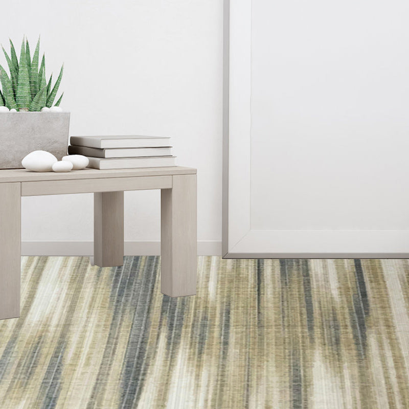 Light brown modern carpet made of polyester with brush stroke stripe pattern washable carpet with non-slip backing carpet for the living room