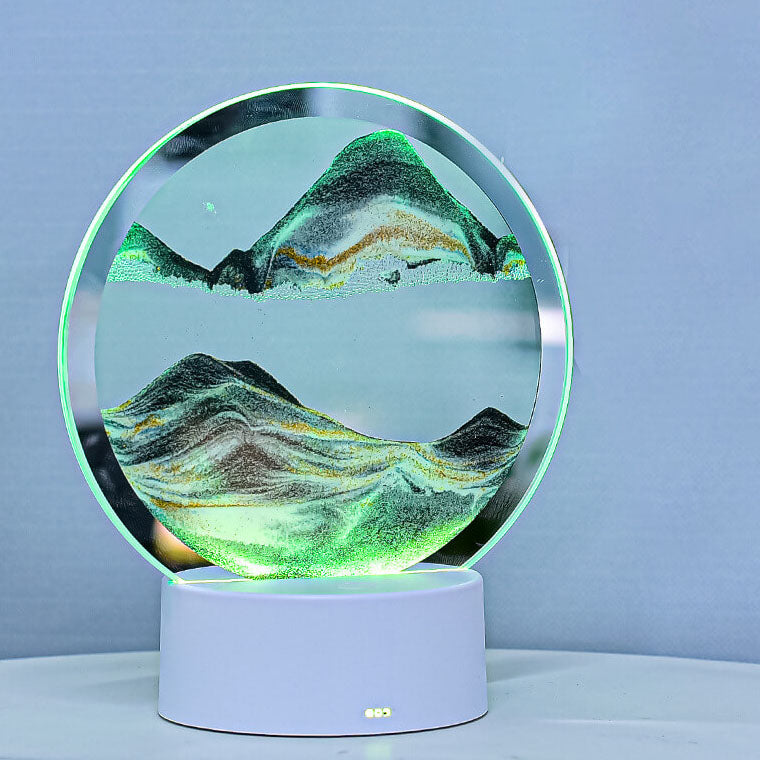 Creative Round Hourglass Quicksand 3D LED Nightstand Lamp Table Lamp