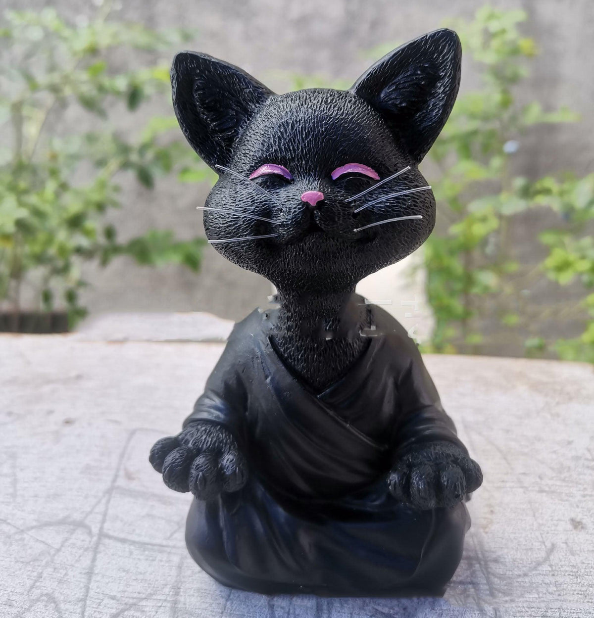Playful Black Buddha Cat Figure Meditation Yoga Collectible Happy Cat Decor Home Garden Decoration Garden Ornament