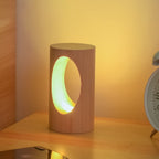 Japanese solid wood rectangular pillar LED bedside lamp USB table lamp