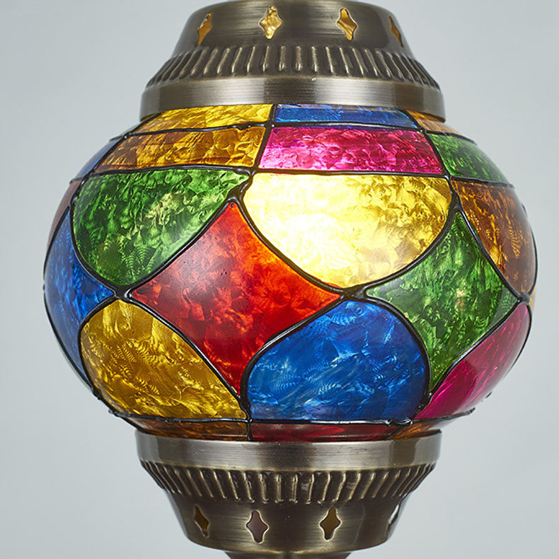 Traditional Tiffany romantic oval iron enamelled 1-light table lamp for the bedroom